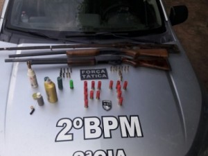 Armas e munição apreendidas no período de Carnaval, no Distrito Estrela
