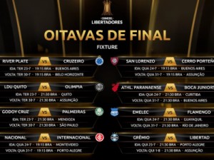 Conmebol divulga dias e horários dos jogos das oitavas de final da Libertadores