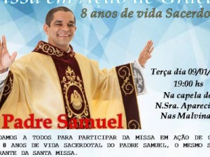 Padre Samuel celebra nas Malvinas, 8 anos de vida sacerdotal
