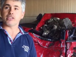 'Pedra só livrou a cabeça', diz homem que sobreviveu em carro esmagado