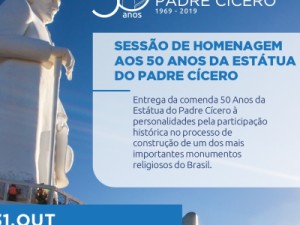Prefeitura homenageia construtores da Estátua do Padre Cícero em solenidade dos 50 anos do monumento