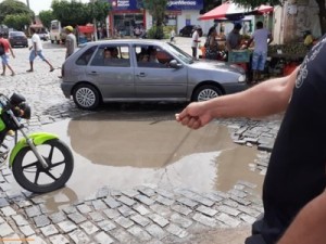 Centro Histórico de Barbalha tem buracos desafiantes a engenharia civil