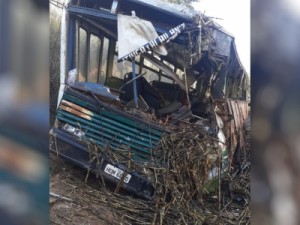Acidente entre carreta de cana e ônibus deixa 37 feridos na GO-222, em Anicuns