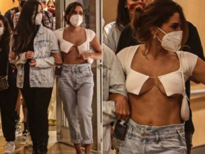 Anitta usa look nada básico para ir ao cinema com Gkay e Juliette no Rio