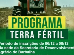 Prefeitura de Barbalha realizará cadastro do Programa Terra Fértil