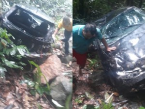 Passageira grava momento em que carro cai em ribanceira de serra no Ceará.