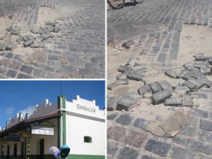 Calçamento da rotatória do apoio rodoviário precisa urgente de conserto