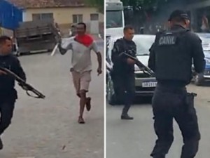 Homem armado com faca persegue policiais em Arapiraca