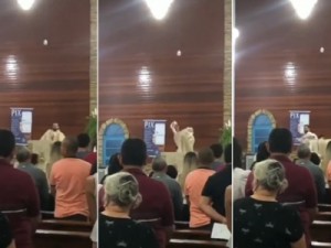 Padre tira a batina e abandona missa após discussão política em igreja de Nerópolis