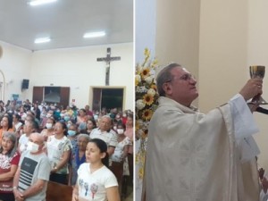 Fiéis lotam igreja nos 15 anos da Paróquia de São Vicente de Paulo, celebrante dom Magnus