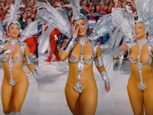 Carnaval 2023: Paolla Oliveira chora de emoção durante desfile na Marquês de Sapucaí