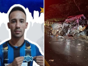 Jogador de futebol morre e namorada fica ferida após carro ser destruído em acidente, em Goiás