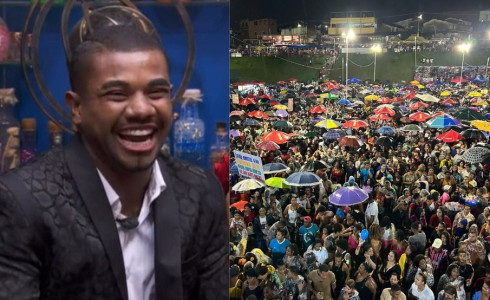 Debaixo de chuva, multidão lota arena em Salvador para celebrar vitória de Davi no BBB 24