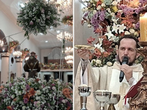 Noite dos Carregadores lota igreja matriz e padre Monteiro preside missa da 1ª trezena