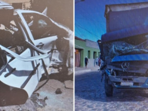 Dom Quintino: grave acidente, caminhão atinge carros, casas e pessoas ficam presas as ferragens