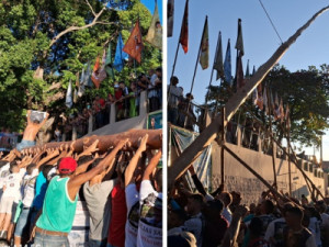 Pau de bandeira do Bom Jesus do Caldas hasteado com grande participação popular