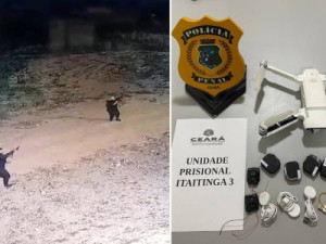 Policiais derrubam drone usado para tentar entregar carregadores, relógios e chips em presídio no Ceará