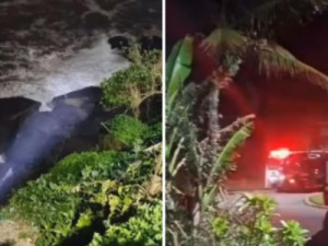 Cinco pessoas são resgatadas após naufrágio de barco na 'Garganta do Diabo', em SP