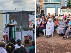 Missa da Aurora pelo Congresso Eucarístico na Baixa da Bela Vista em Barbalha