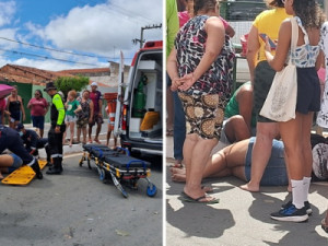 Colisão entre moto e carro deixa mulher ferida na Avenida Paulo Maurício em Barbalha
