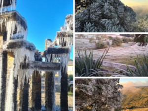 Dia mais frio do ano em Santa Catarina com -8,16ºC tem sincelo e chafariz congelado
