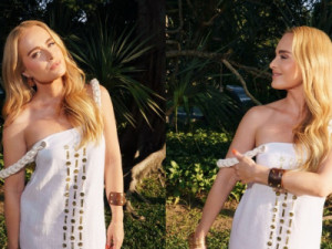 Angélica arrisca decote ousado ao usar alça de vestido de forma diferente e ganha chuva de elogios: 'Belíssima'