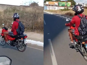 Homem é flagrado praticando suposto ato obsceno enquanto pilotava moto em Juazeiro do Norte