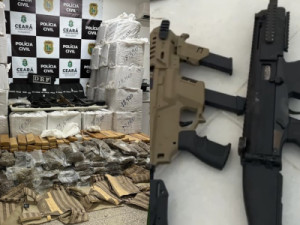 Bunker do crime: polícia encontra uma tonelada de droga, armas e munição em praia no Ceará