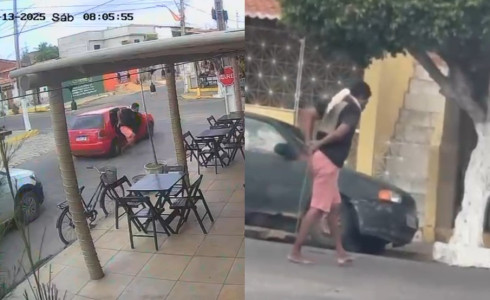 Homem com mãos amarradas e boca amordaçada pula de carro para fugir de sequestro, no Ceará