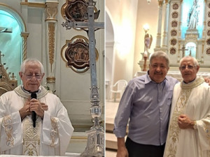 Antônio Ferreira parabeniza o padre Ivo pela data natalícia