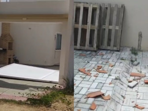 Forte ventania derruba portões, arranca telhas e danifica cerca elétrica de casas no Ceará