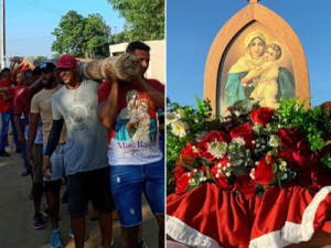 Pau da Bandeira de Mãe Rainha no Sítio Cochos com grande participação popular