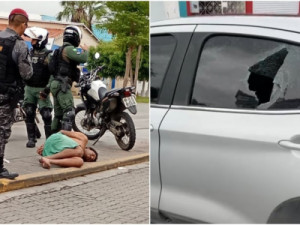 Homem é preso após danificar veículos e agredir policiais em Sobral