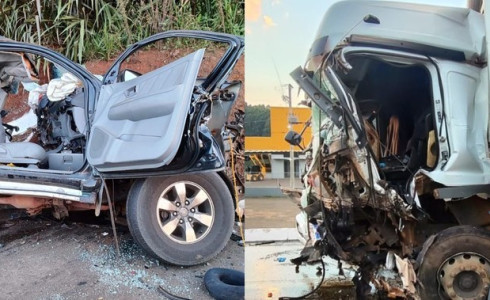 Acidente entre caminhão e caminhonete deixa 3 mortos e 4 feridos na BR-282, em Chapecó
