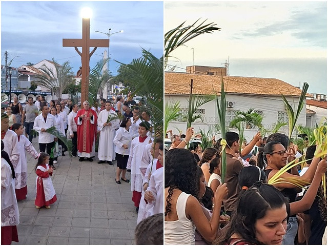 Milhares de fiéis lotam igrejas e capelas nas celebrações do Domingo de Ramos em Barbalha