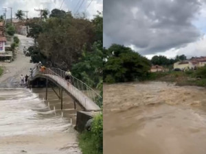 Moradores ficam ilhados em Nova Olinda, no Ceará, após rio transbordar com fortes chuvas