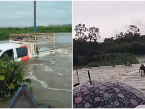 Carro de provedora de internet cai em rio após atravessar passagem molhada no interior do Ceará