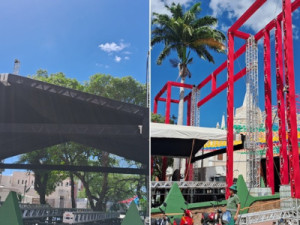 Palco sendo montado dentro da Praça Brasília gera especulações
