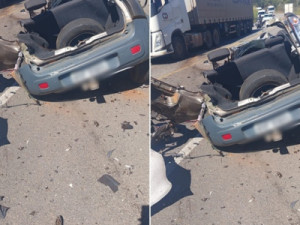 Homem mata companheira a facadas e morre após bater carro de frente com caminhão na BR-116