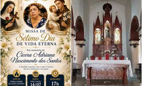 Convite para a Missa de Sétimo Dia de Vida Eterna