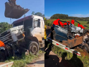 Carro de amigas esmagado por caminhão em SC ficou embaixo de cabine após batida