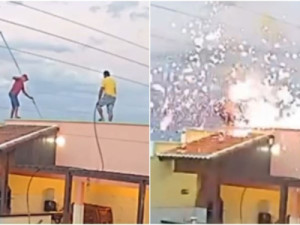 Homem sofre descarga elétrica e cai de telhado após vara encostar em fiação