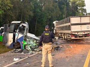 Acidente entre micro-ônibus e carreta deixa 22 mortos e cinco feridos no Paraná